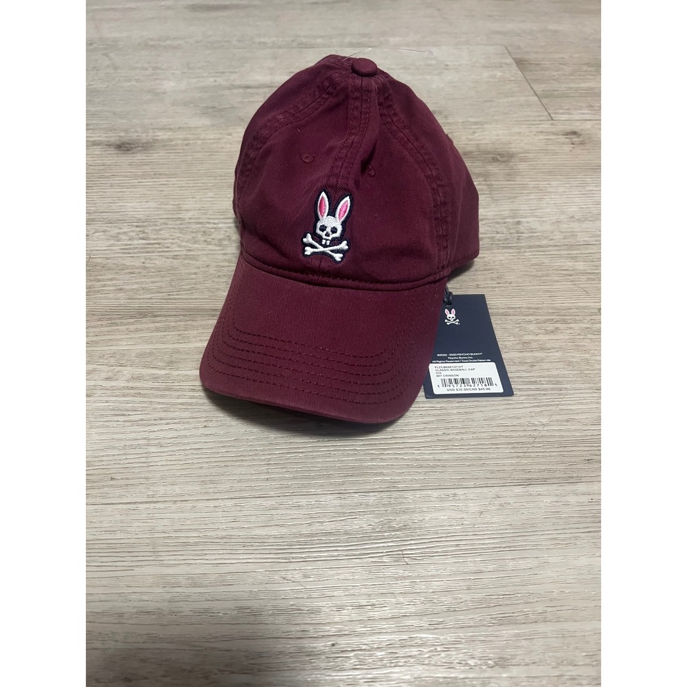 Psycho Bunny Classic Baseball Cap Crimson Red Embroidered Logo Hat B6A815Z1HT